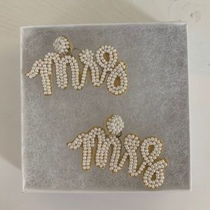 White and gold Mrs earring